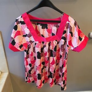 Short sleeve multi-pink colored blouse